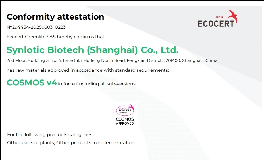 Shanghai Yunluo Yikeduoyin ha ottenuto la certificazione COSMOS